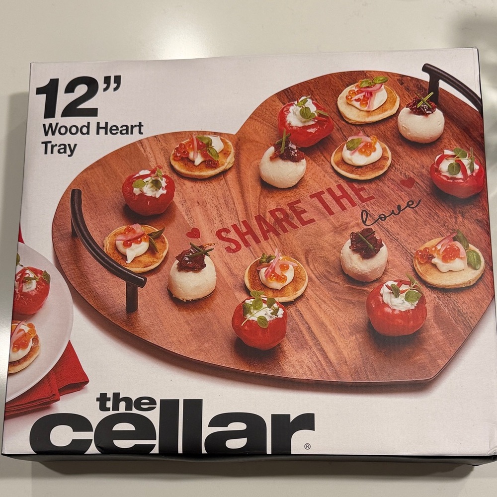 The Cellar 12" Share the Love Wood Heart Tray